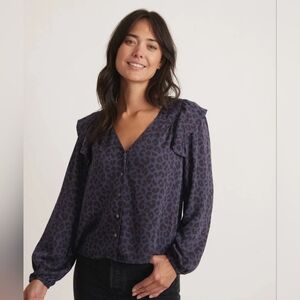 NWT Marine Layer Rory Long Sleeve Ruffle Blouse